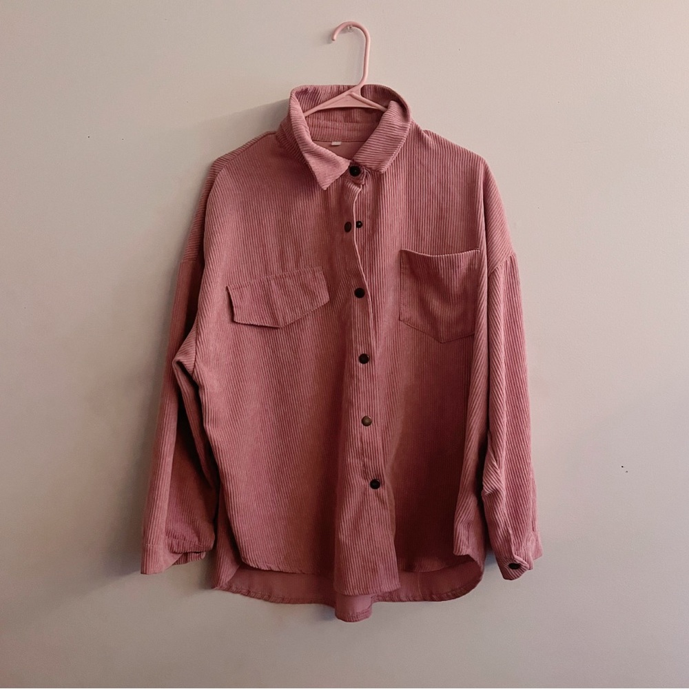 cute pink corduroy button up